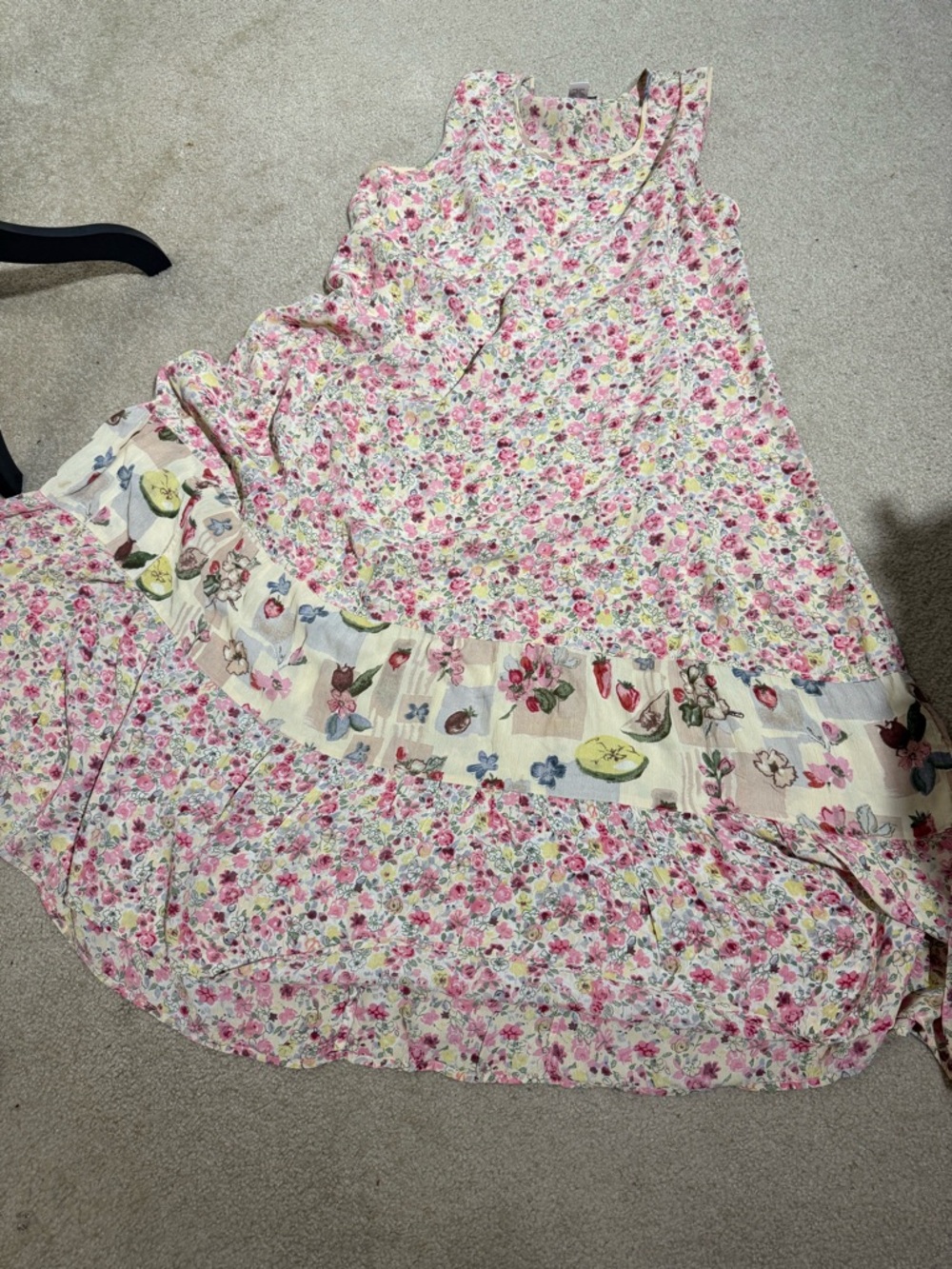 Victoria Holley Floral Tiered Rayon  Maxi Boho Sundress- Pink and Yellow